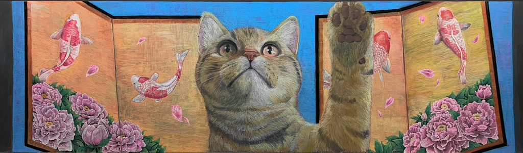 Japanese students create blackboard art together in a national contest